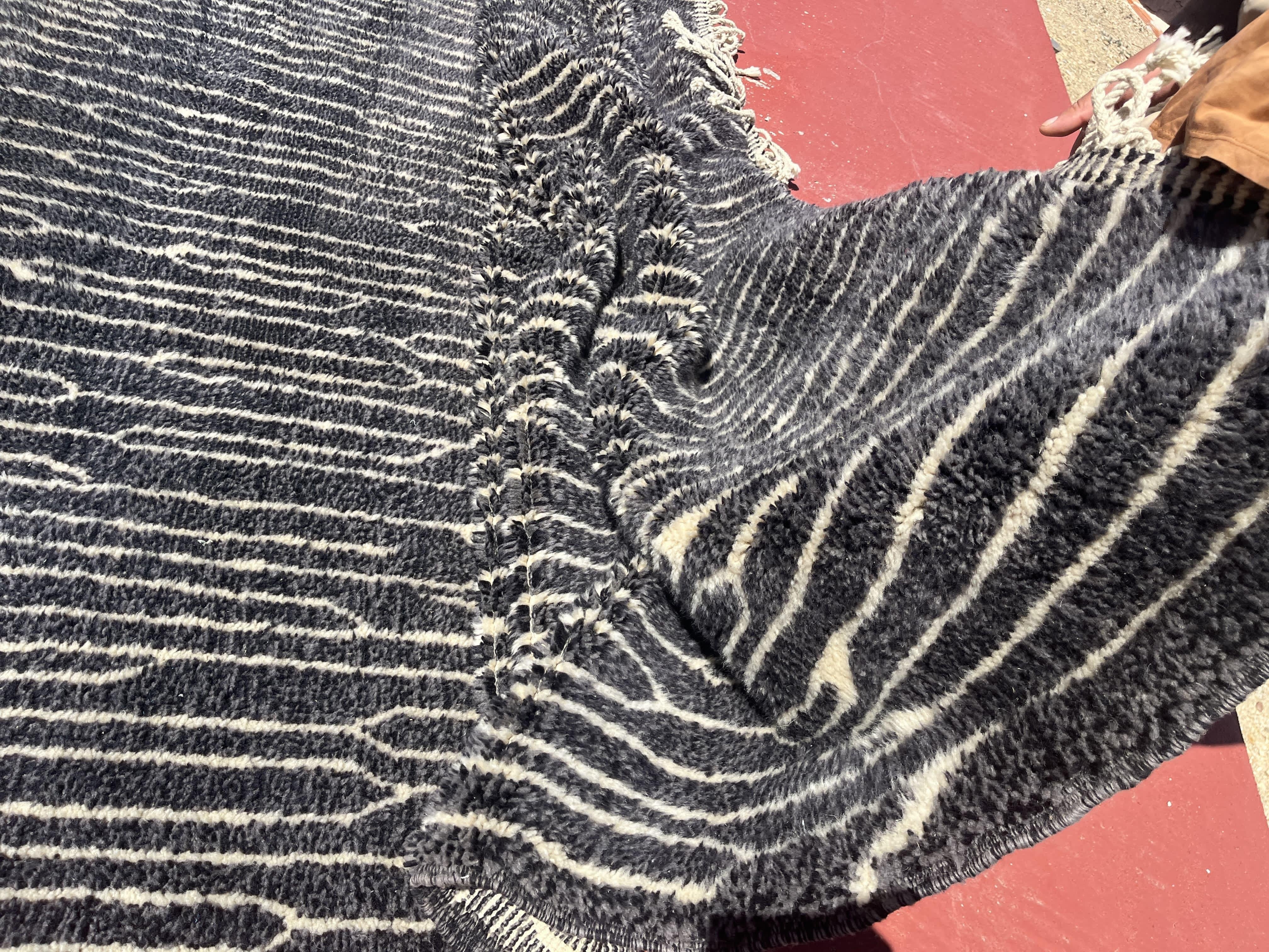 Woven OBSIDIAN ECLIPSE Berber Wool Rug Modern Handwoven Large Minimalist Contemporary For Sale