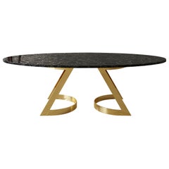 Obsidian Gemstone Noir Désir Table à manger sculptée Element&Co