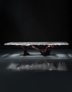 Obsidian Glacial Flow Sculptural Crystal Luxury Dining Table - Statement piece