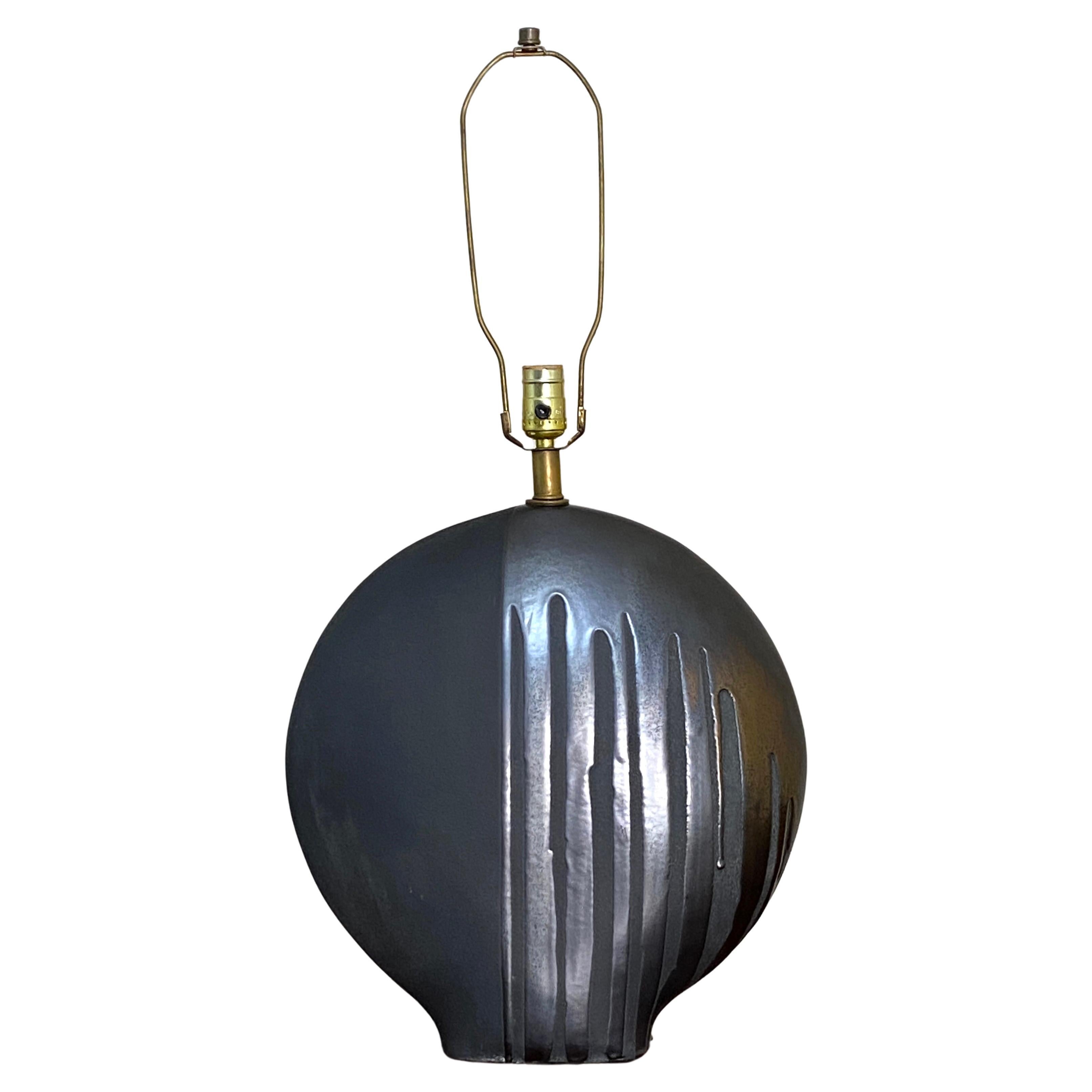 Obsidianische Glasur-Tischlampe von Markel