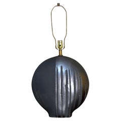 Vintage Obsidian Glaze Table Lamp by Markel