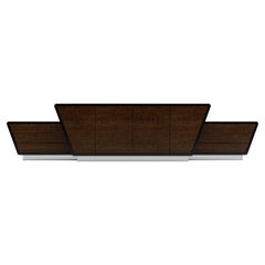 Obsidian Large TV Console - Handcrafted Black Lacquer Console with Chrome Plinth