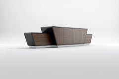 Obsidian Large TV Console - Handcrafted Black Lacquer Console with Chrome Plinth