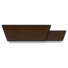 Obsidian Medium TV Console - Handcrafted Black Lacquer Console with Chrome Plint