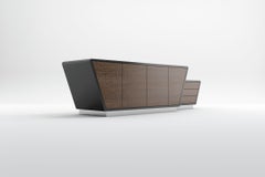 Obsidian Medium TV Console - Handcrafted Black Lacquer Console with Chrome Plint