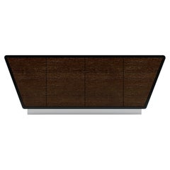 Obsidian Small TV Console - Handcrafted Black Lacquer Console with Chrome Plinth