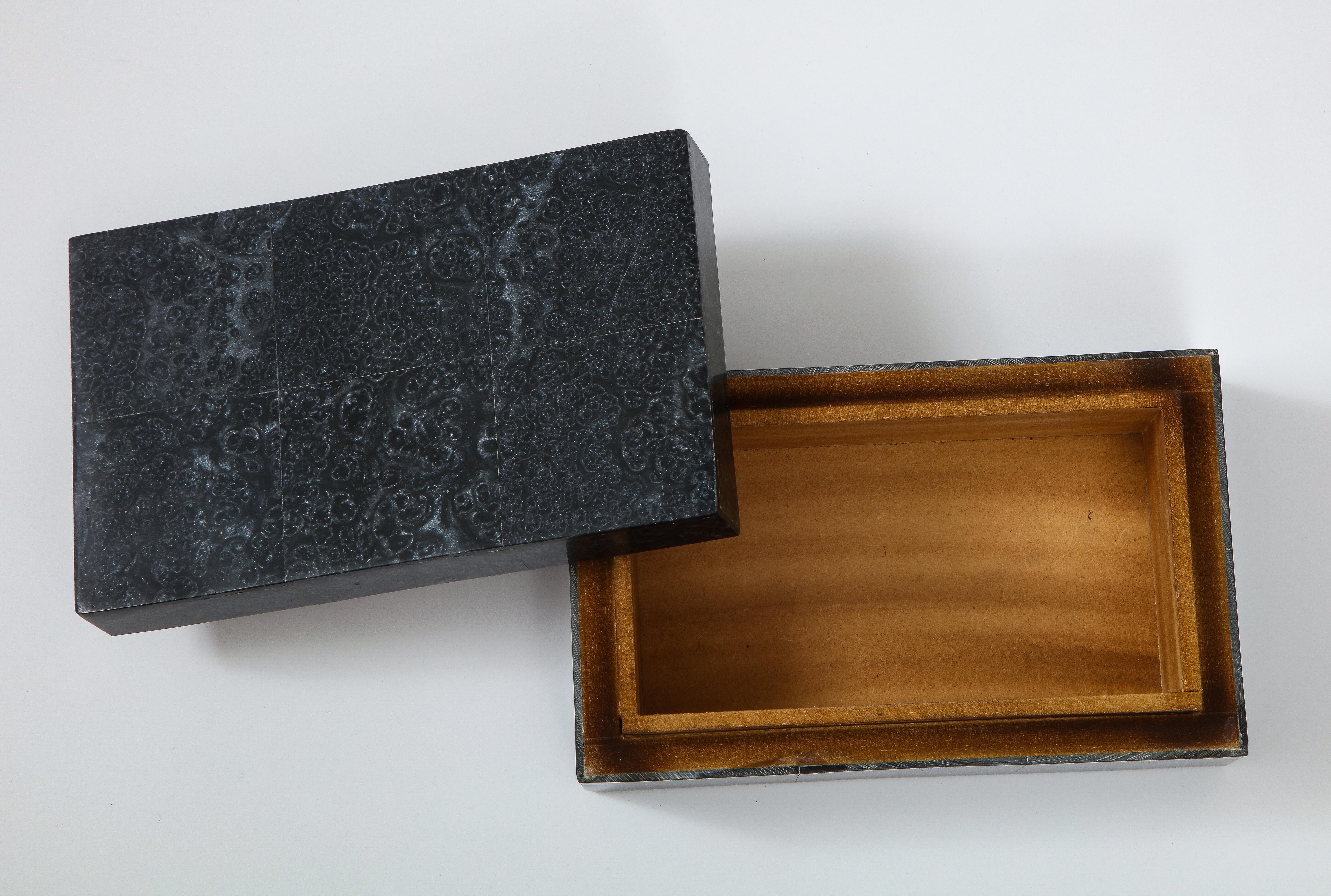 Modern Obsidian Stone Clad Keepsake Box