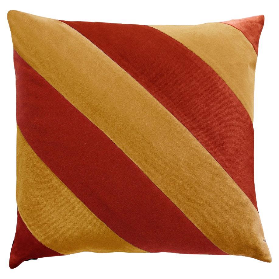 Obsidiana Yellow Mustard & Brick Velvet Deluxe Handmade Decorative Pillow For Sale