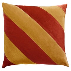 Almohada decorativa Obsidiana de terciopelo amarillo mostaza y ladrillo hecha a mano