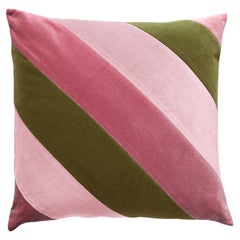 Almohada Decorativa Obsidiana Rosa Amarilla, Rosa y Terciopelo Verde Seco Deluxe Hecha a Mano