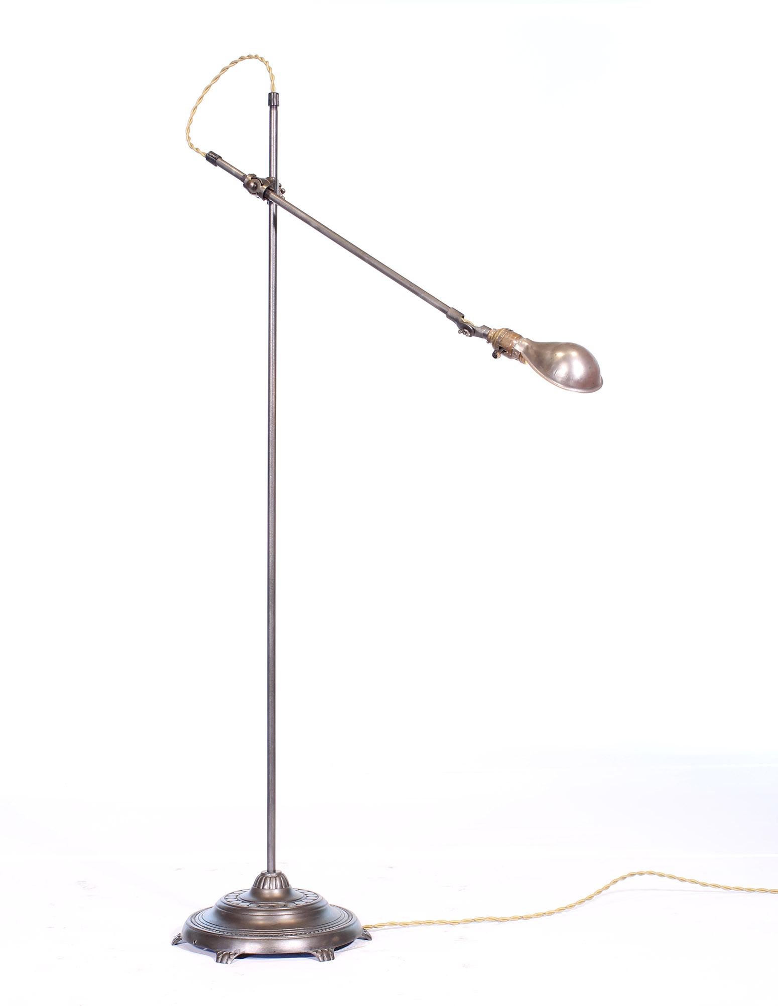 O.C. White Adjustable Floor Lamp with Claw Foot Base In Good Condition In Oakville, CT