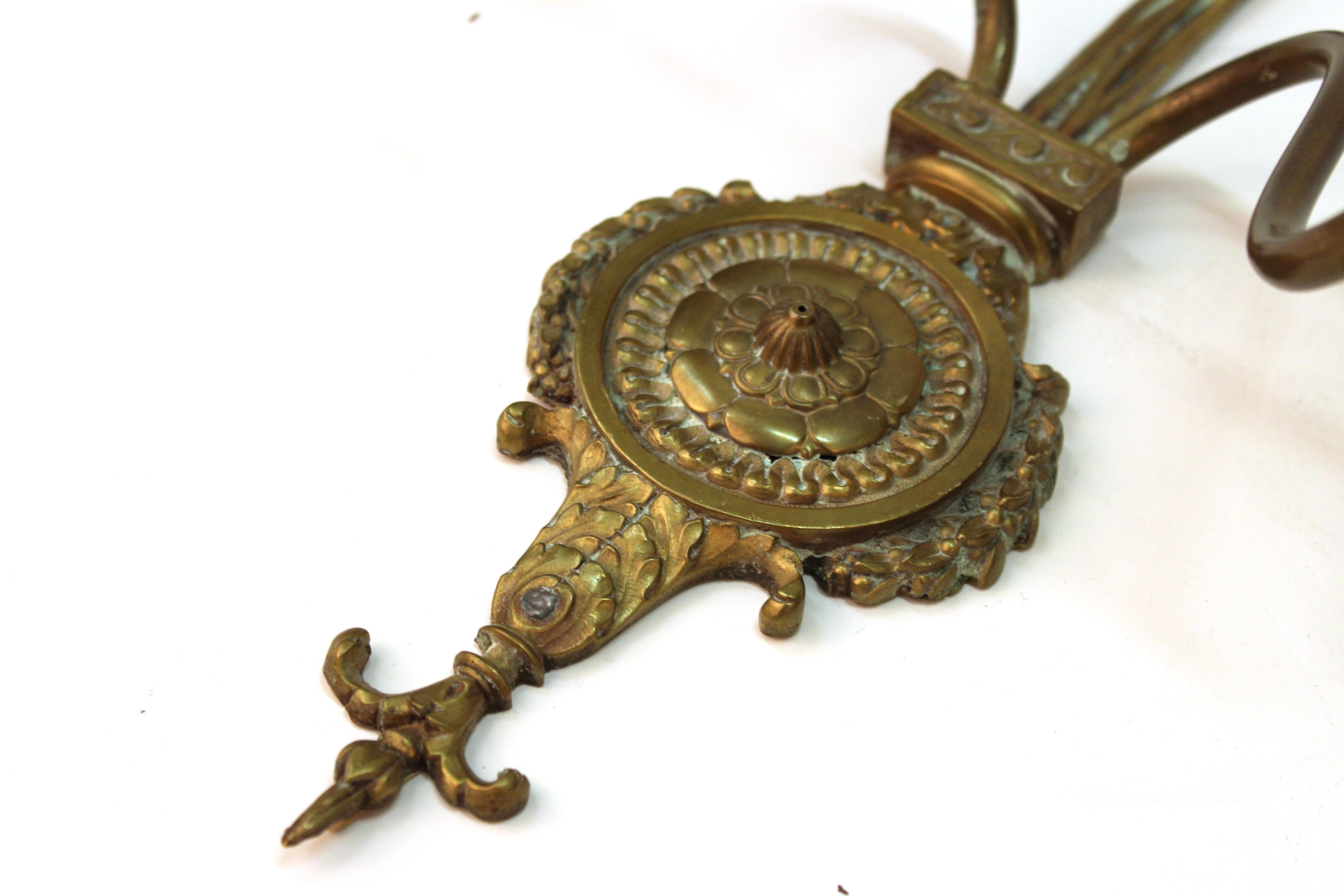 O.C. White Co. Neoclassical Style Gilt Brass Candelabra Sconces 1