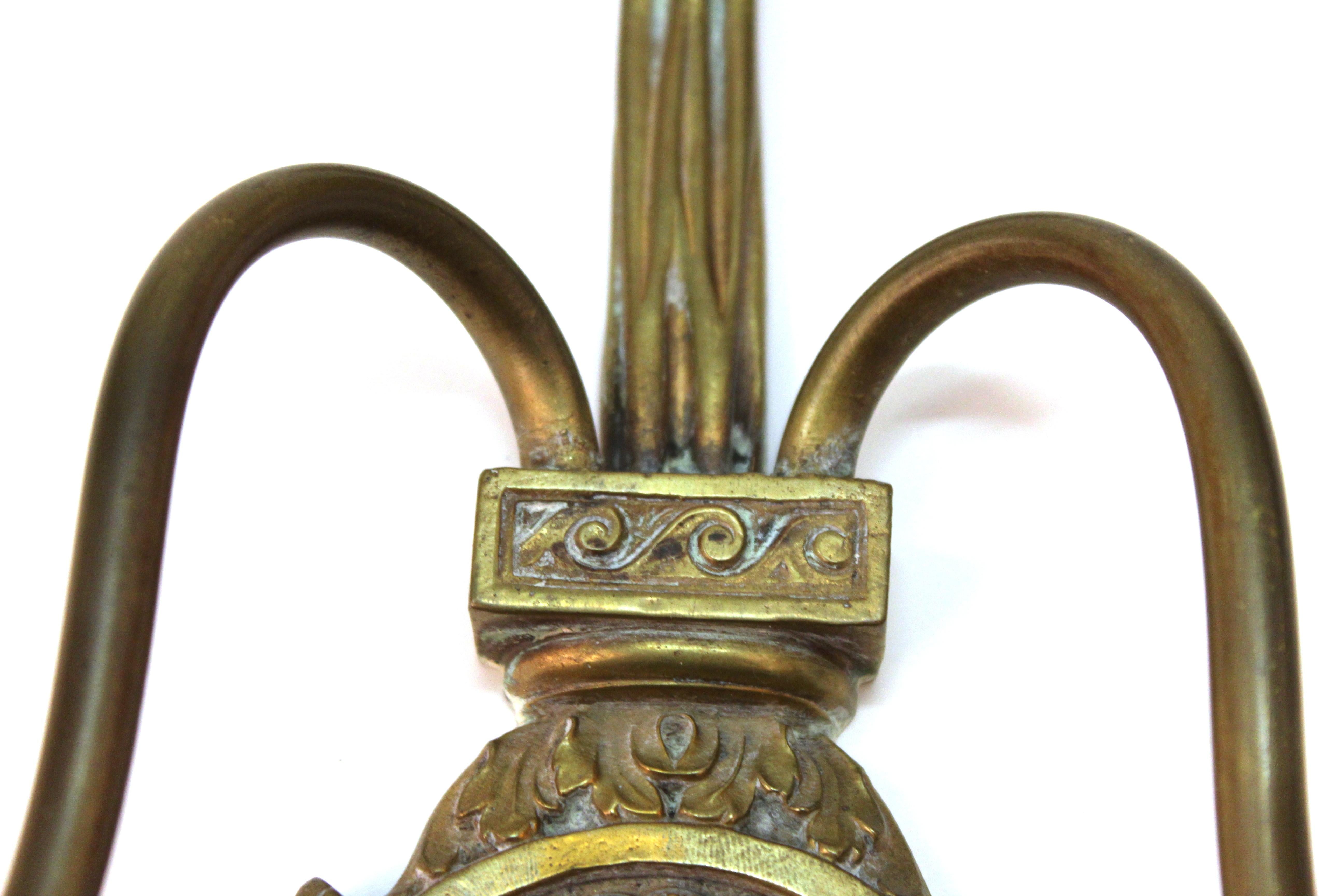 O.C. White Co. Neoclassical Style Gilt Brass Candelabra Sconces For Sale 3