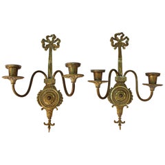 O.C. White Co. Neoclassical Style Gilt Brass Candelabra Sconces