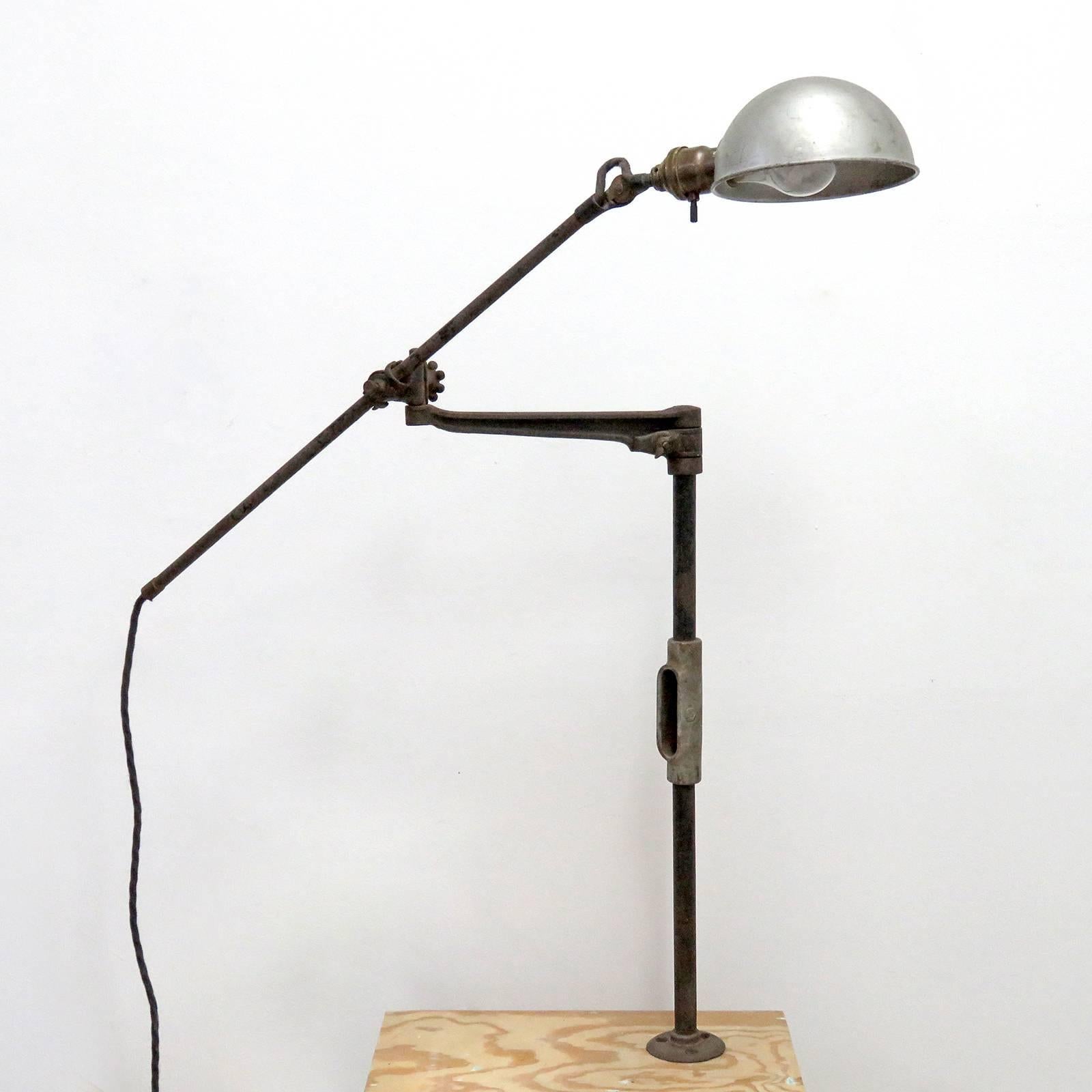 Wonderfully rustic wall or table mounted O.C. white industrial task lamp.