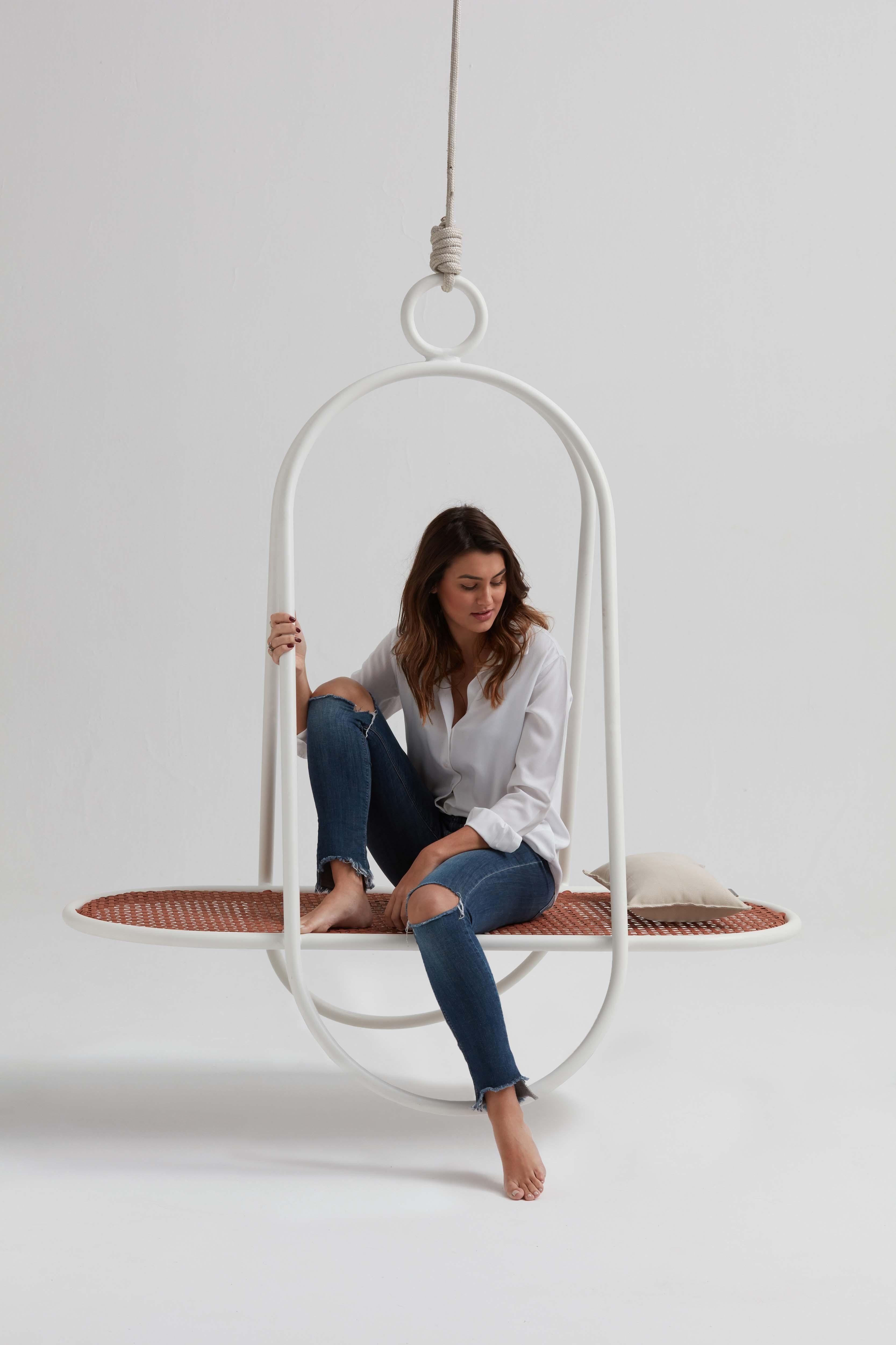 OCA, Minimalist Hanging Swing Chair by Tiago Curioni in Aluminium For Sale 2
