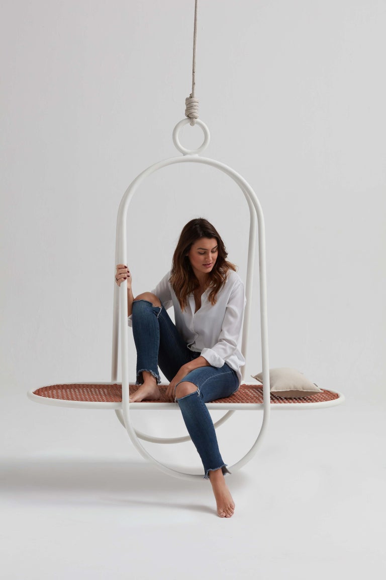 OCA, Minimalist Hanging Swing Chair by Tiago Curioni in Aluminium For Sale 4