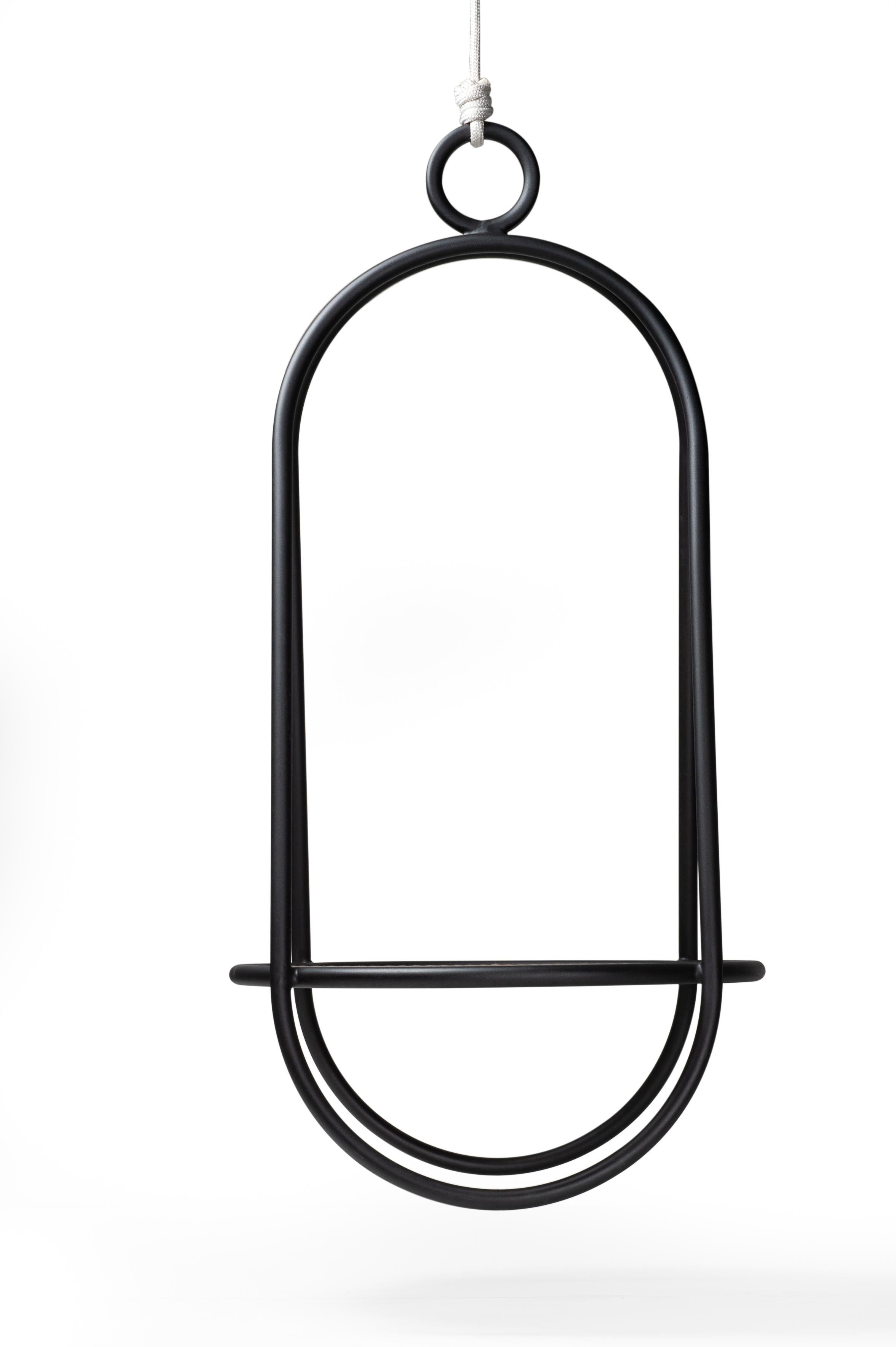 South American OCA, Minimalist Hanging Swing Chair by Tiago Curioni in Aluminium For Sale