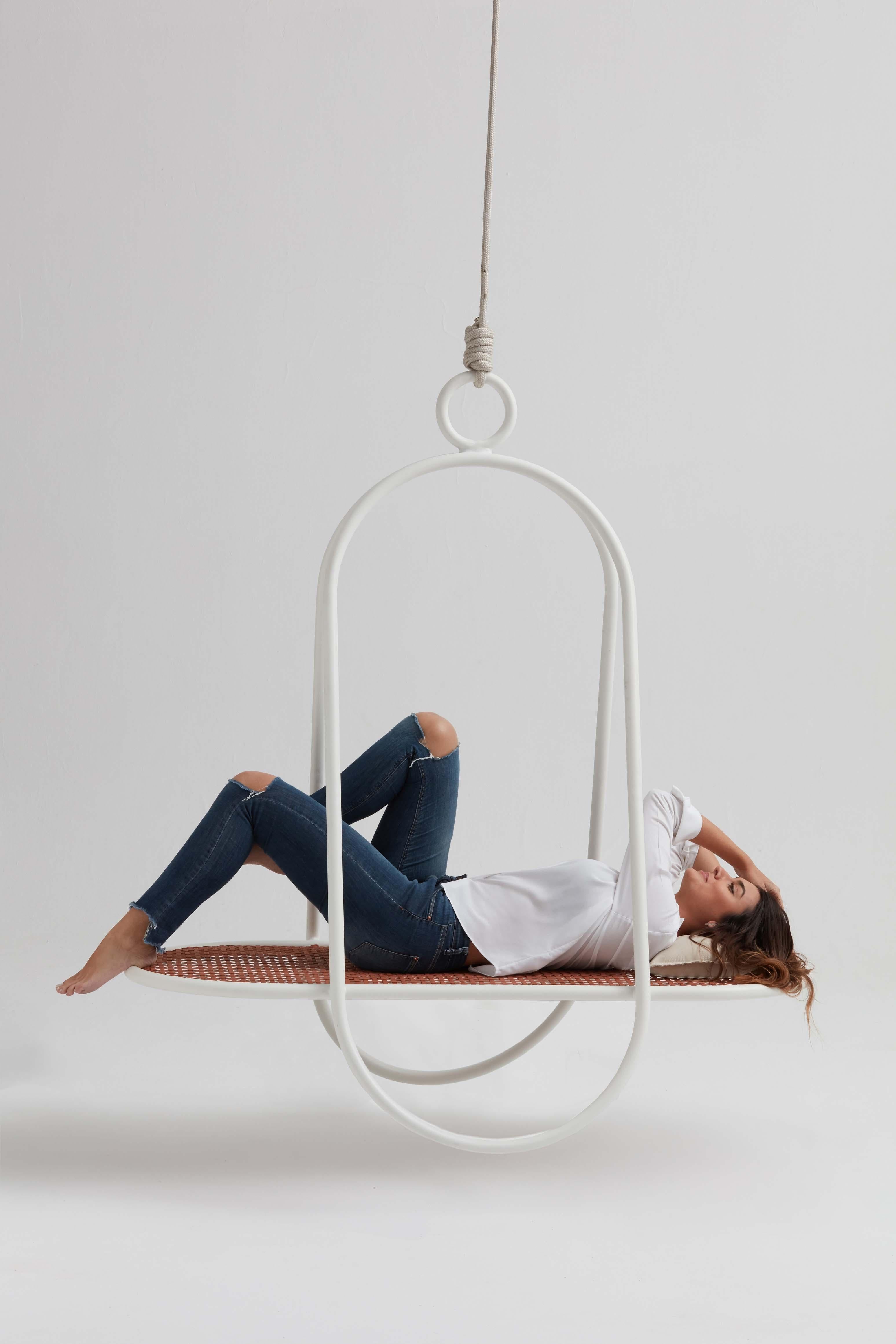 Contemporary OCA, Minimalist Hanging Swing Chair by Tiago Curioni in Aluminium For Sale