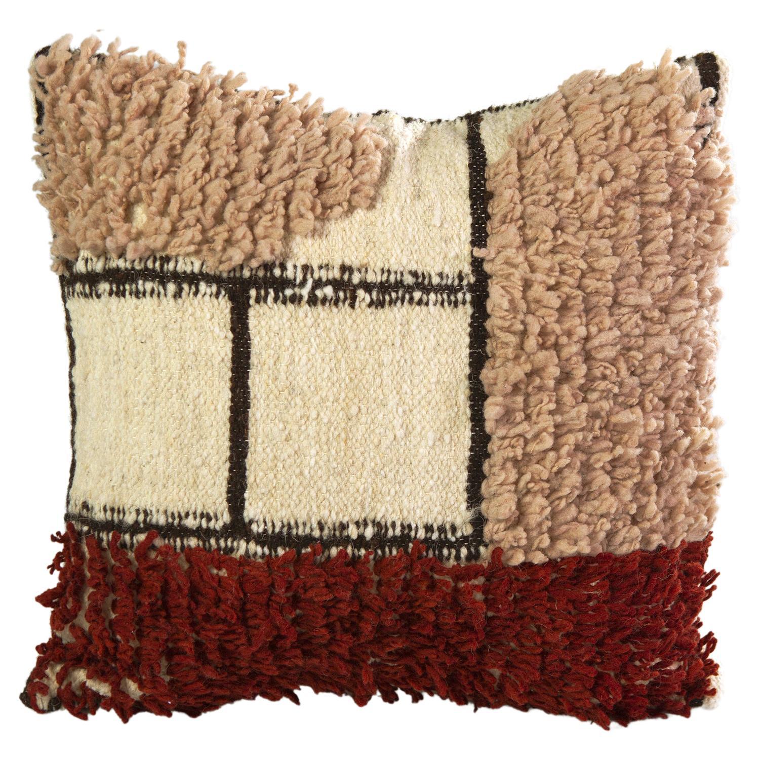 Ocaso Handmade Wool and Linen Geometric Pillow, in Stock