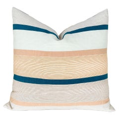 Ocaso Throw Pillow, Cotton Striped Navy, Pink, Blue Large Handmade