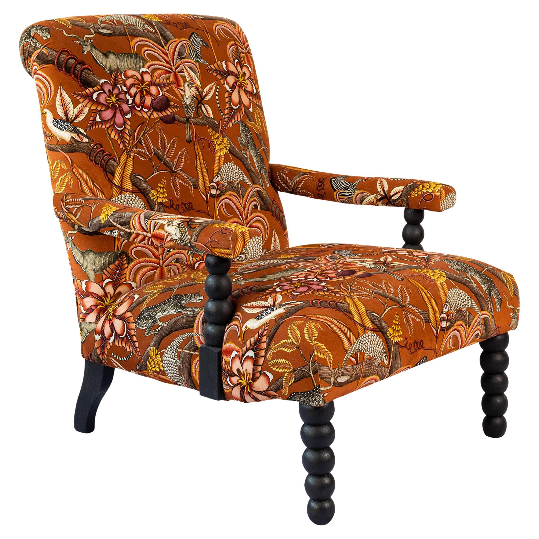 Chaise d'appoint - KUDU POD CHAIR - PANGOLIN PARK RUST - VELVET - MATTE BLACK en vente