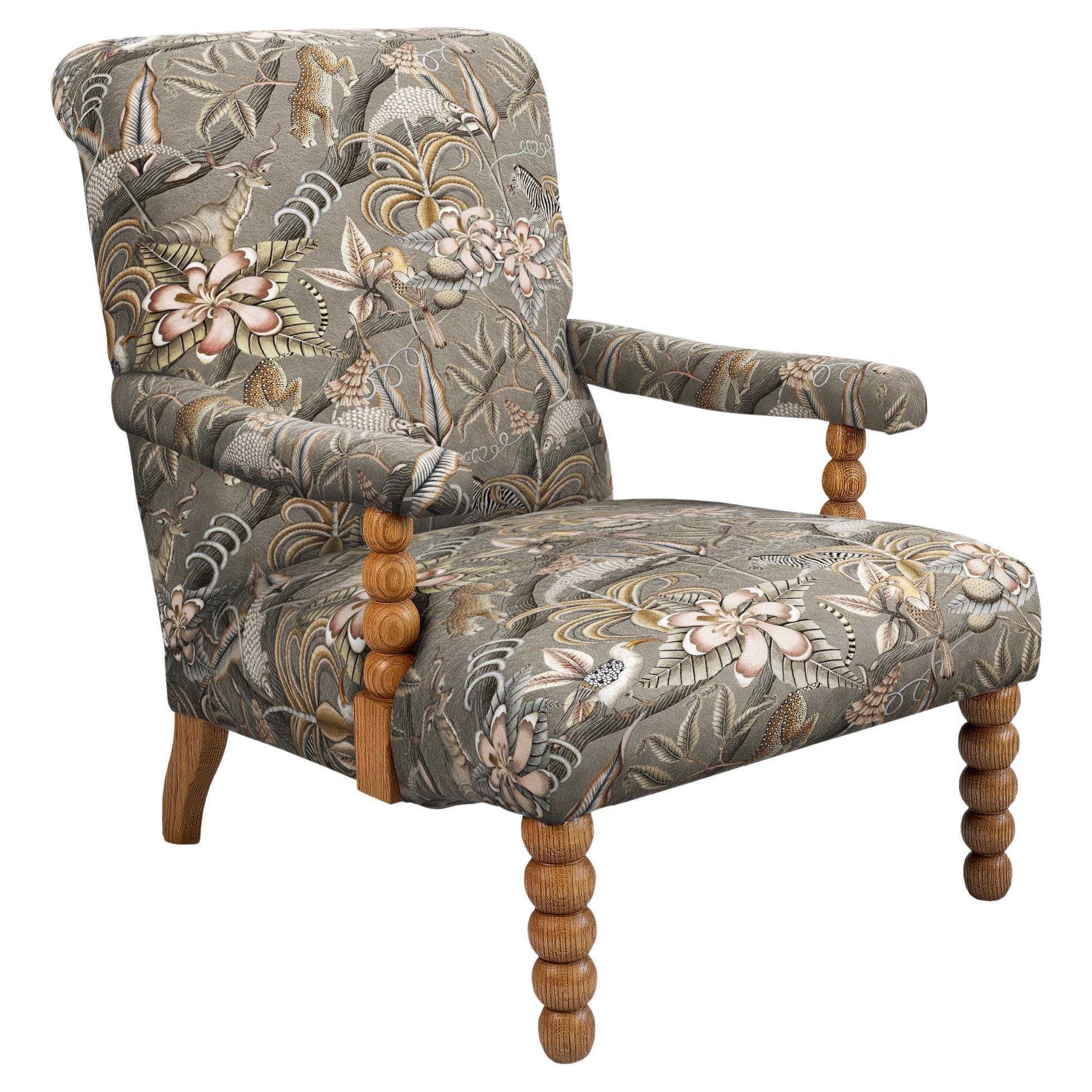 Occasional Chair - KUDU POD CHAIR - PANGOLIN PARK SILVER - VELVET - SEALED OAK For Sale