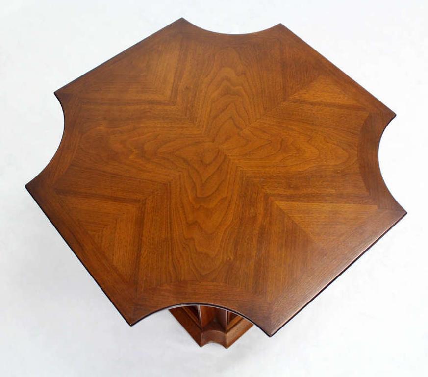 Occasional Side Table Finely Carved Solid Walnut Base Figural Top Mid Century Mint!