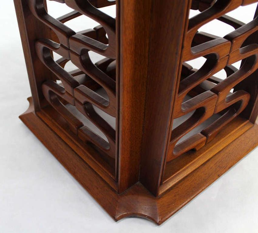20th Century Occasional Side Table Finely Carved Solid Walnut Base Figural Top Mid Century  For Sale