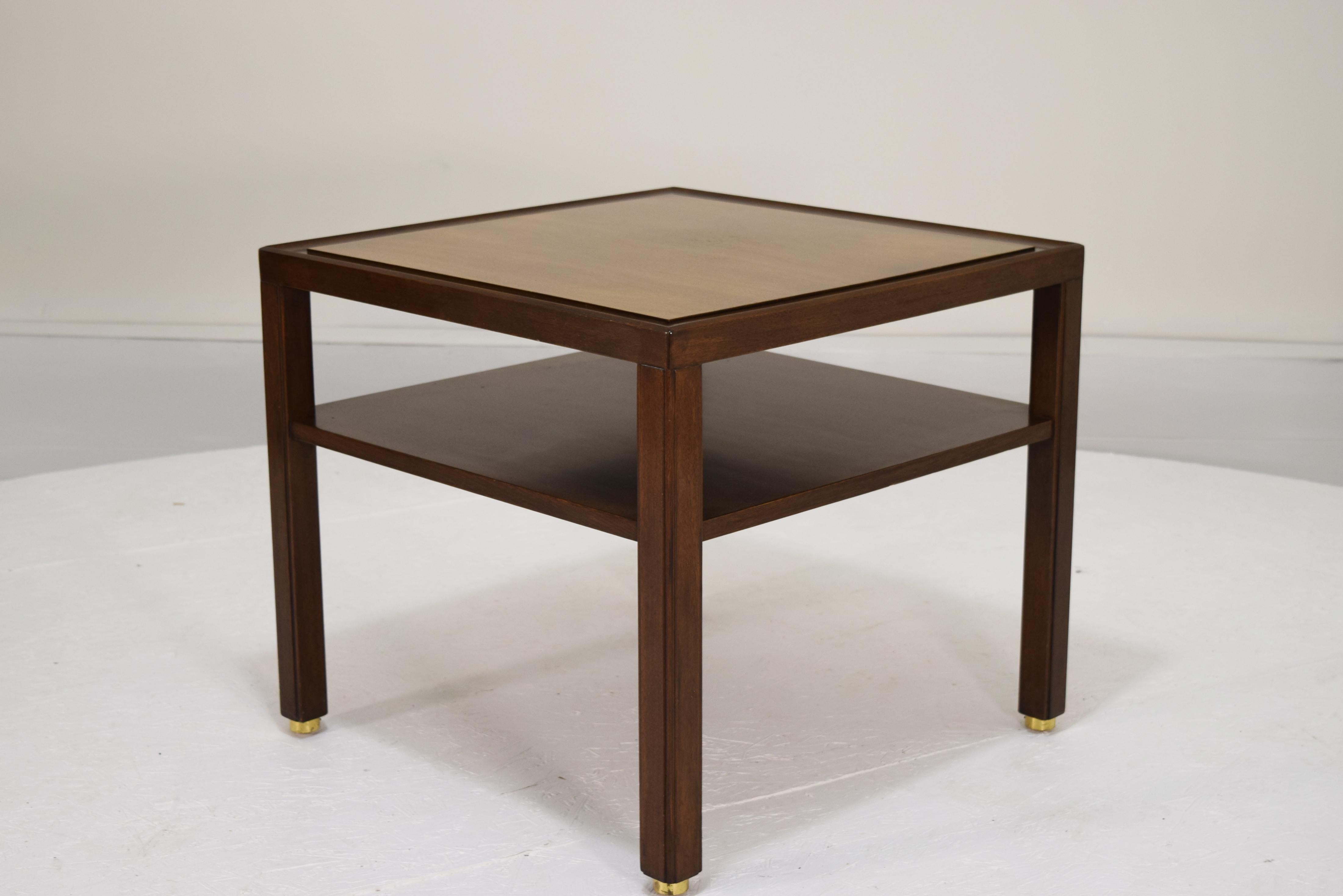 American Occasional Table by Dunbar in Walnut with Brass Feet