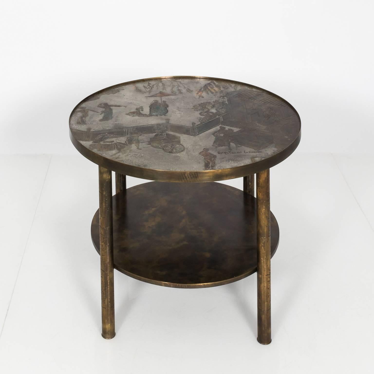 Etched Occasional Table by Philip LaVerne and Kelvin LaVerne For Sale