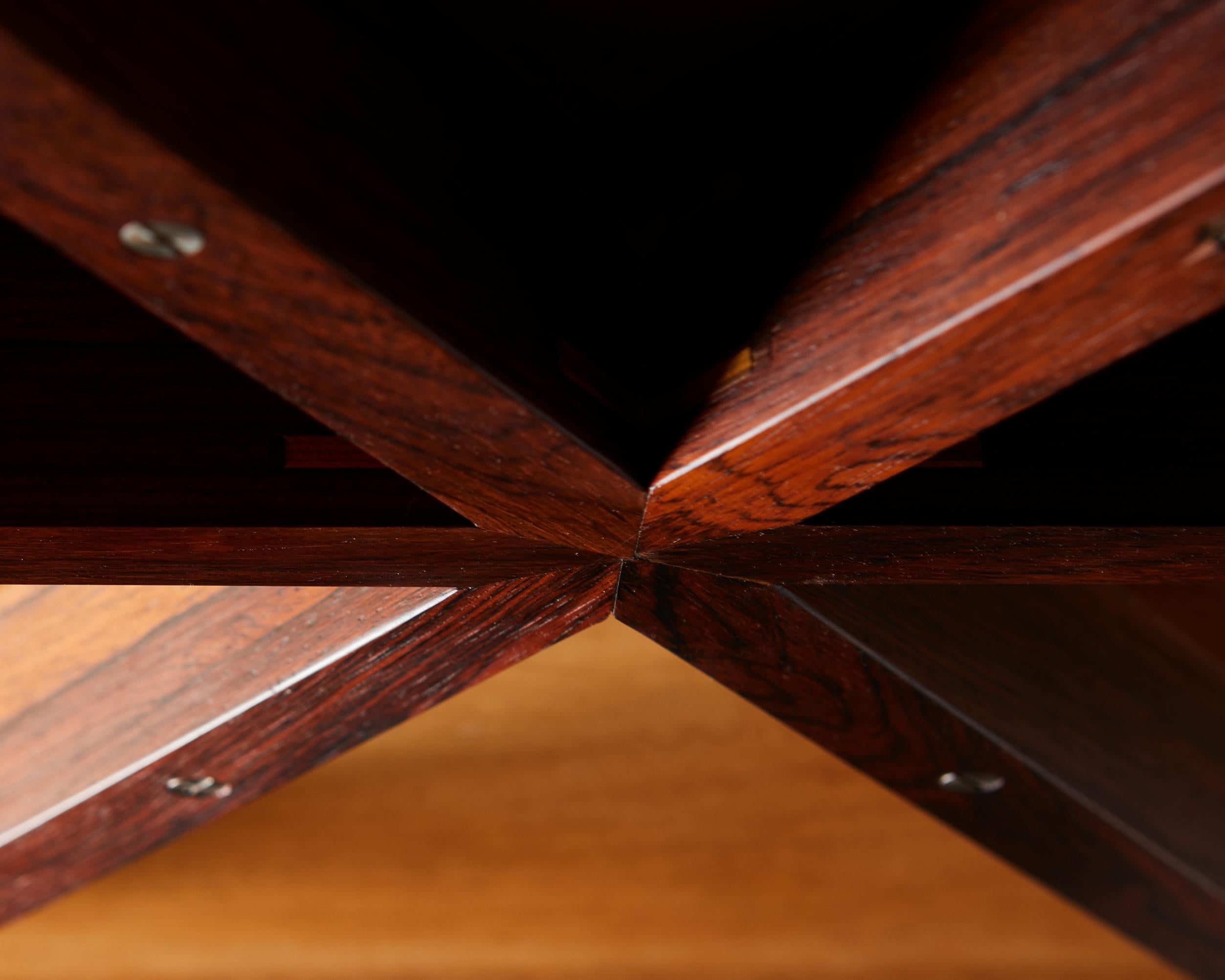 20th Century Occasional Table Designed by Frits Schlegel, Rosewood and Brass, Denmark, 1949 For Sale