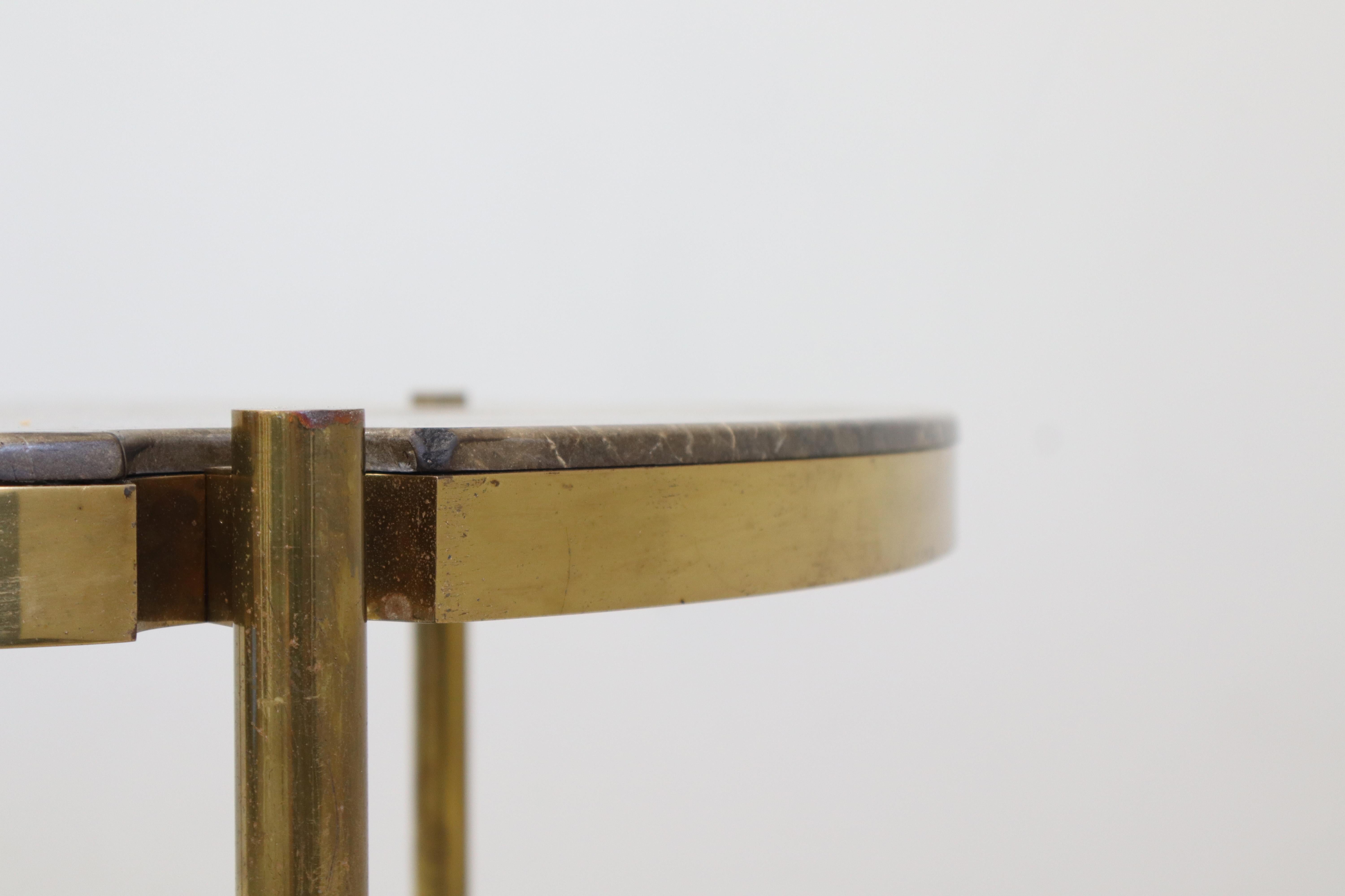 Brass Occasional Table Designed by Osvaldo Borsani for Tecno in marble emperador For Sale