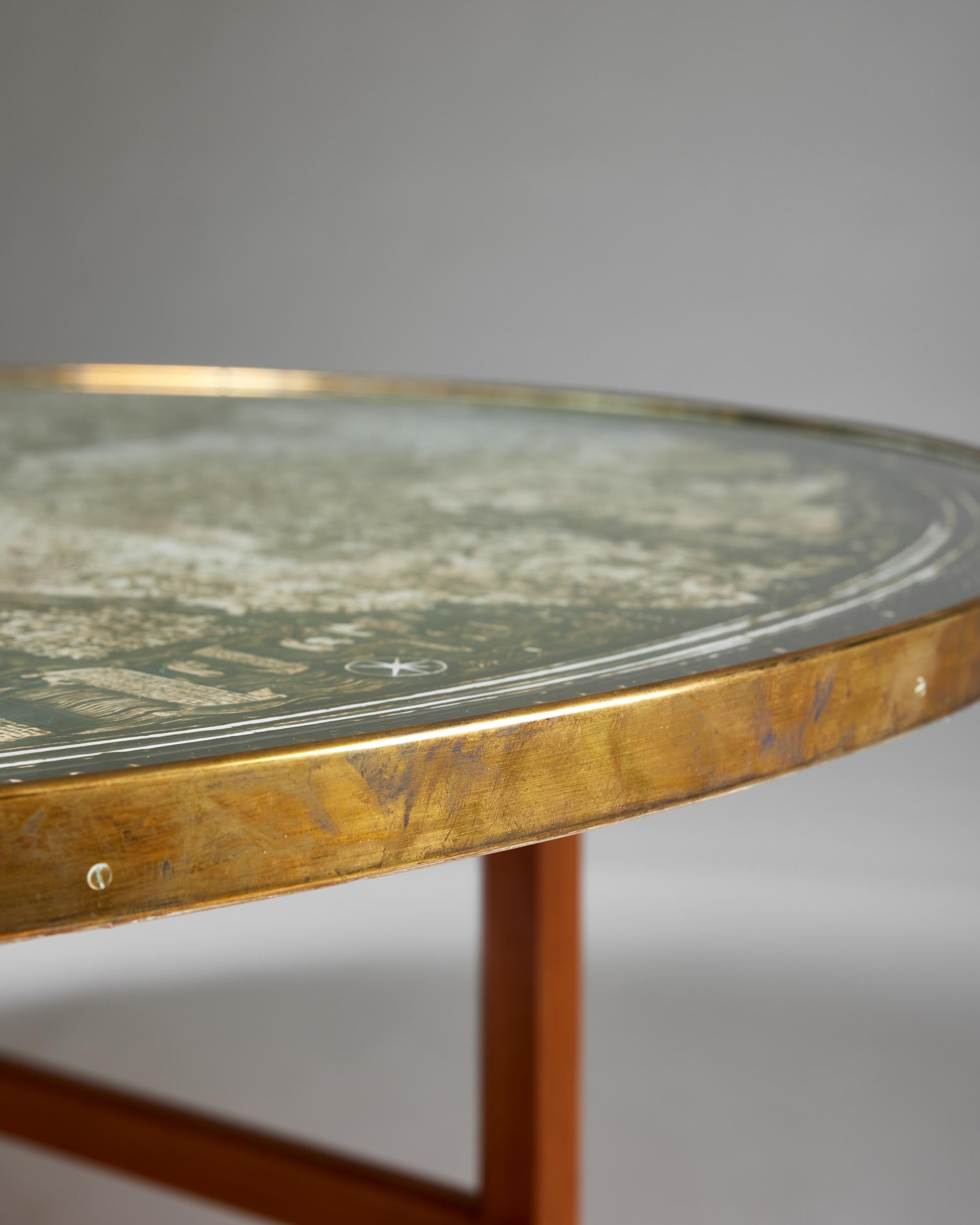 Brass Occasional table model U 601 designed by Josef Frank for Svenskt Tenn, Sweden For Sale