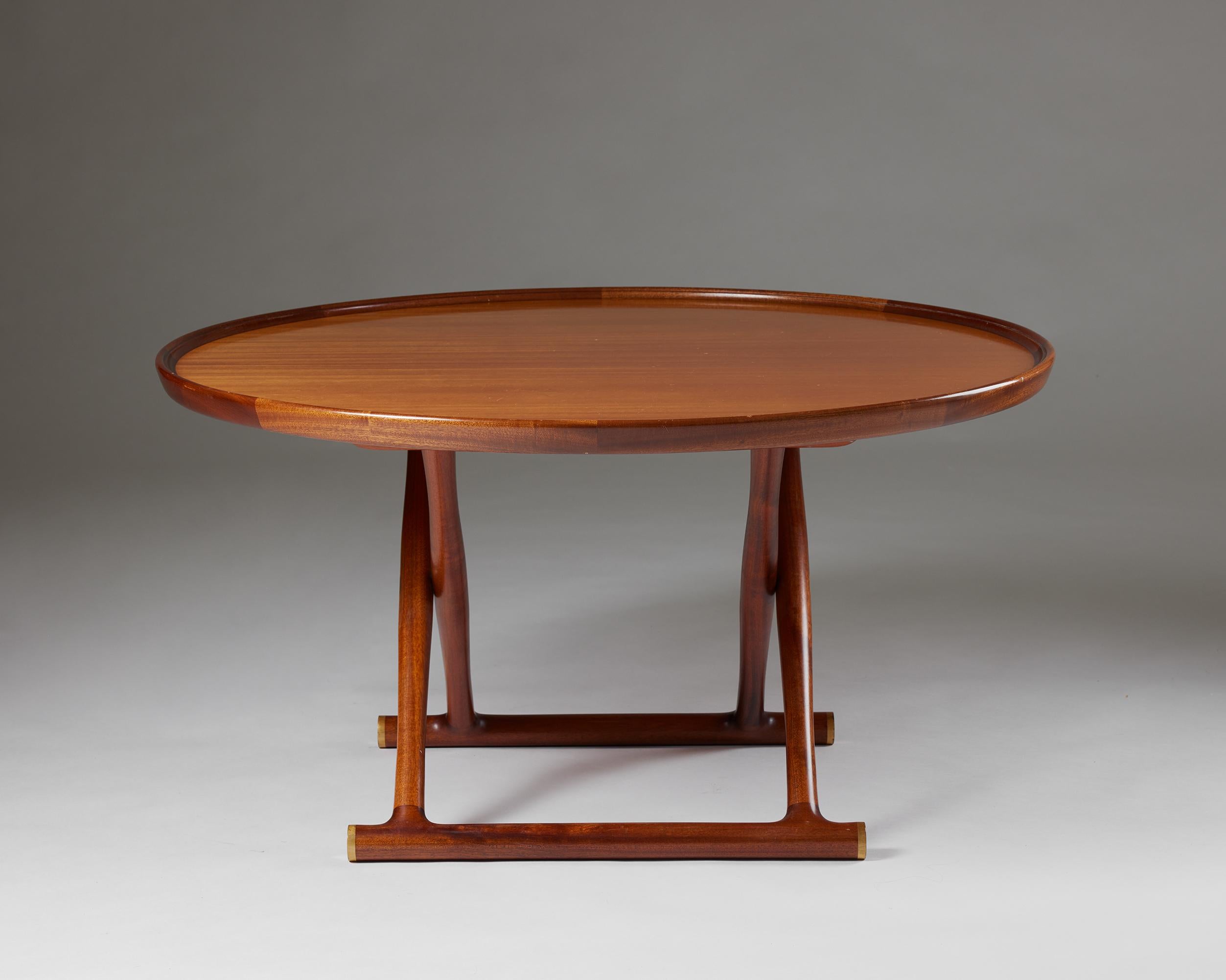 Danish Occasional table ‘The Egyptian table’, designed by Mogens Lassen, Mahogany brass For Sale