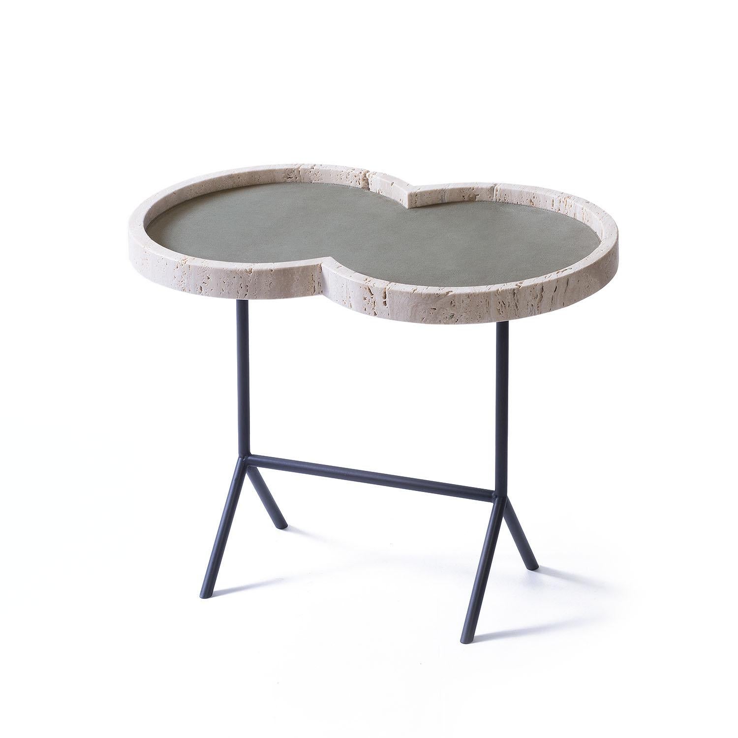 Modern Occasional Table With Travertine Top, Eight, Stephane Parmentier for Giobagnara For Sale