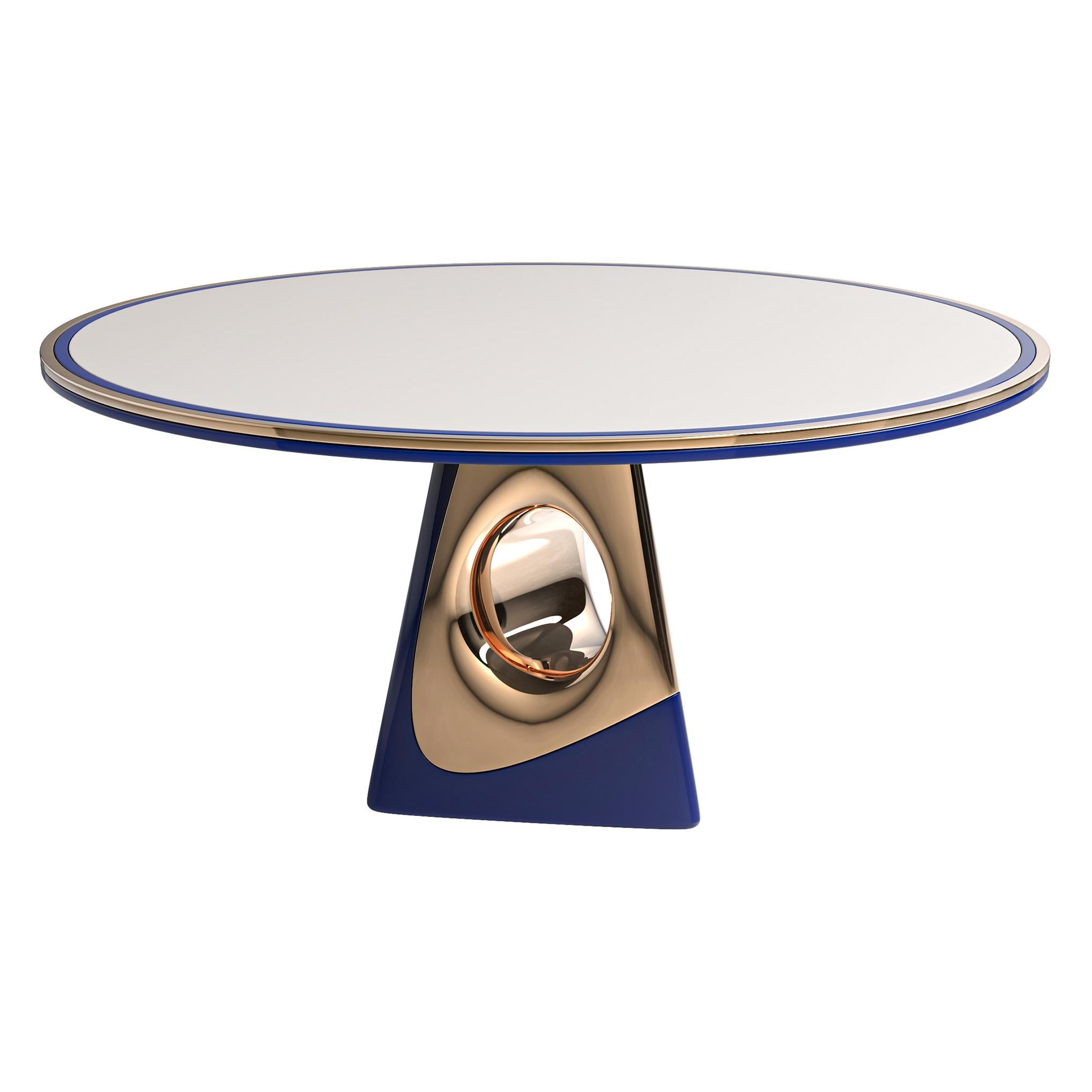 Runder Tisch „Occhi Azzurri“ aus Bronze und Edelstahl, handgefertigt, Istanbul (21. Jahrhundert und zeitgenössisch) im Angebot