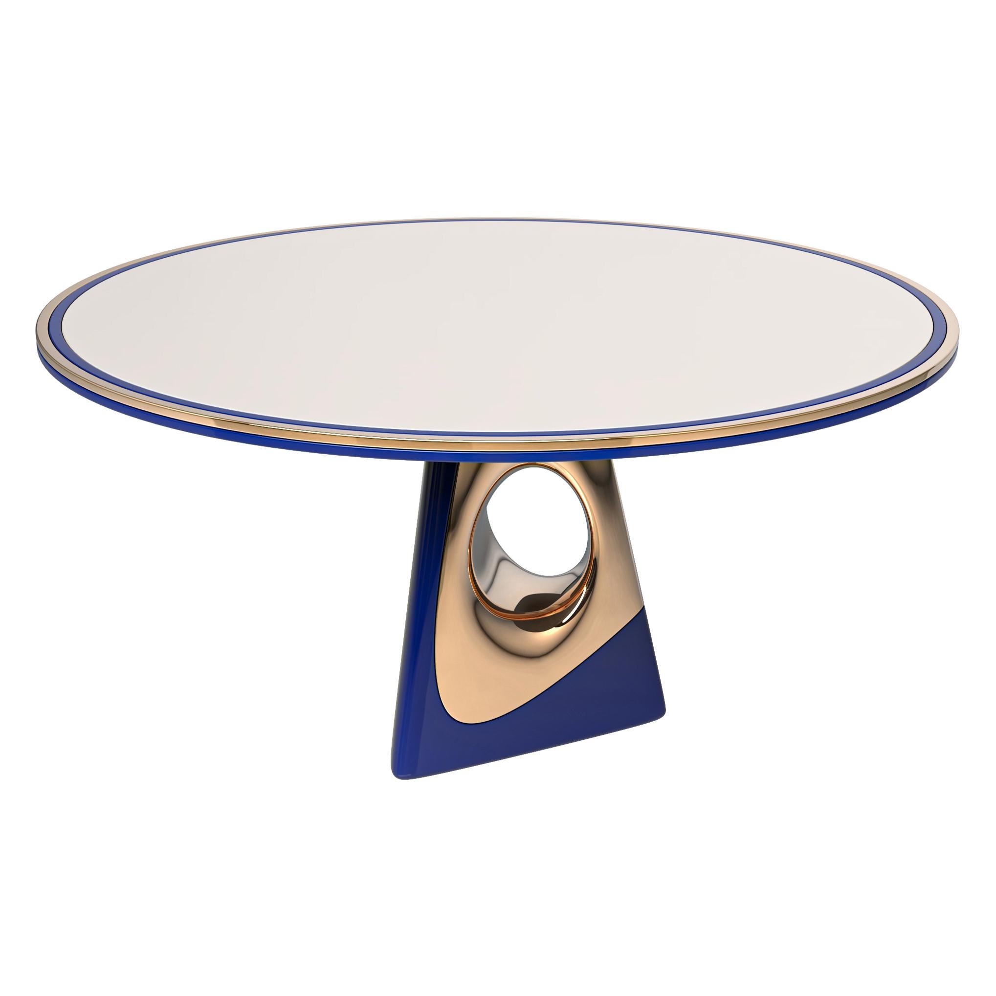 Runder Tisch „Occhi Azzurri“ aus Bronze und Edelstahl, handgefertigt, Istanbul im Angebot 1
