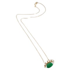 Occhi Necklace in Green - Handmade porcelain charm with 14k gold leaf detail