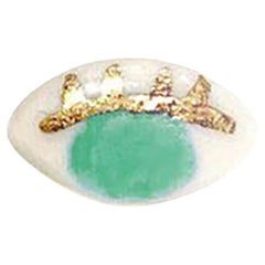 Occhi Stud Jade - Handmade porcelain stud with 14K gold leaf detail