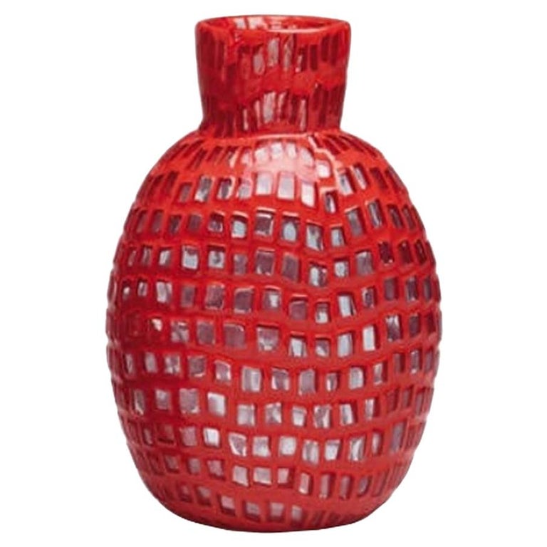 Occhi Vase in Red by Ludovico Diaz de Santillana, Tobia Scarpa For Sale