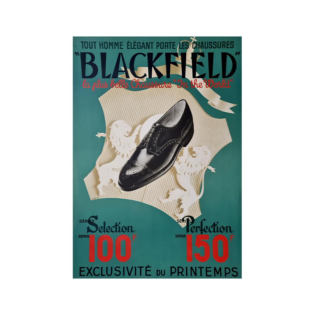 Circa 1940 Original advertising poster to promote Blackfield shoes - Print by Occhipinti