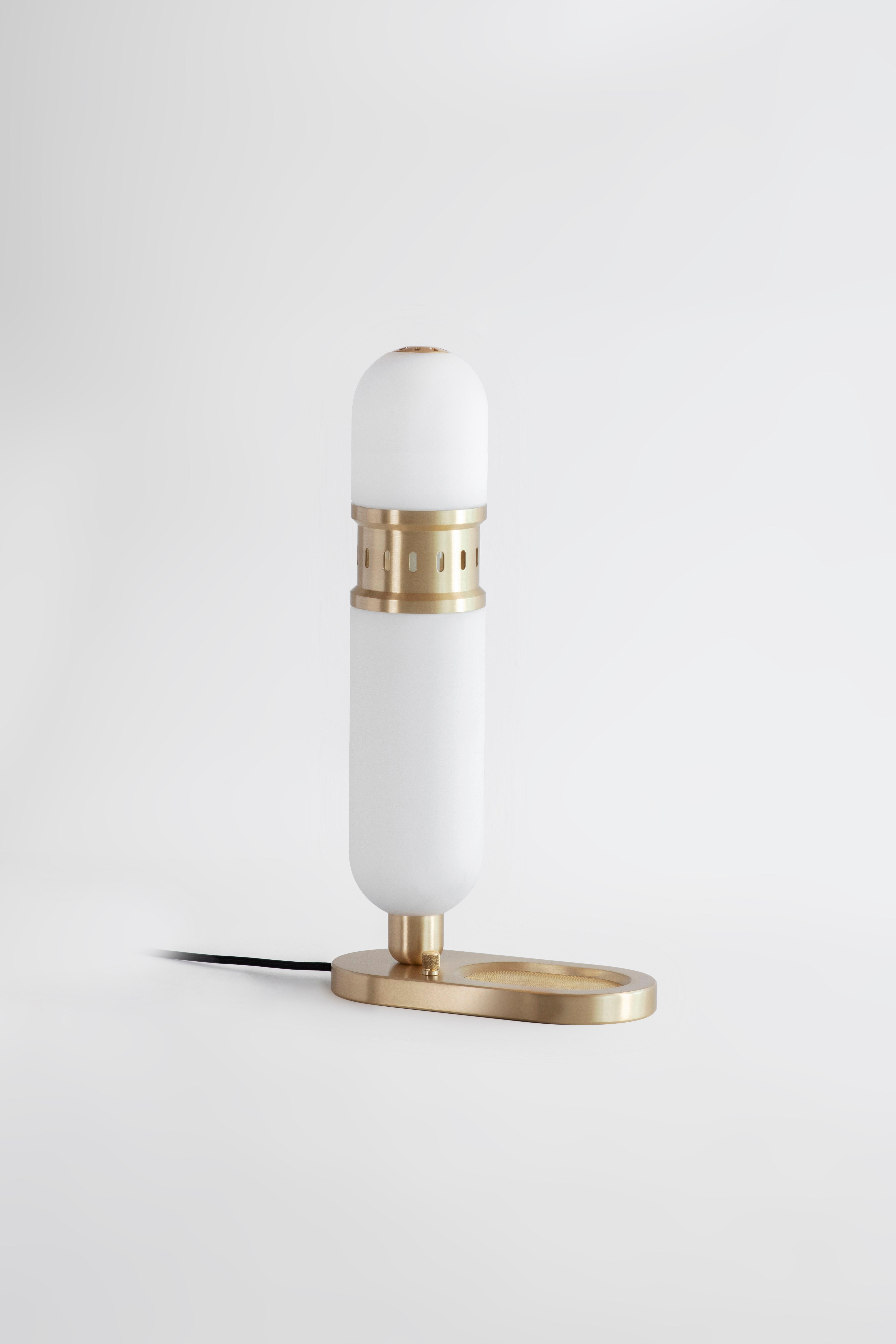 Occulo brass table lamp II by Bert Frank
Dimensions: 12.5 x 25 x H 46 cm 
Materials: brass, glass
Available in brushed brass, dark bronze or satin nickel.

All our lamps can be wired according to each country. If sold to the USA it will be