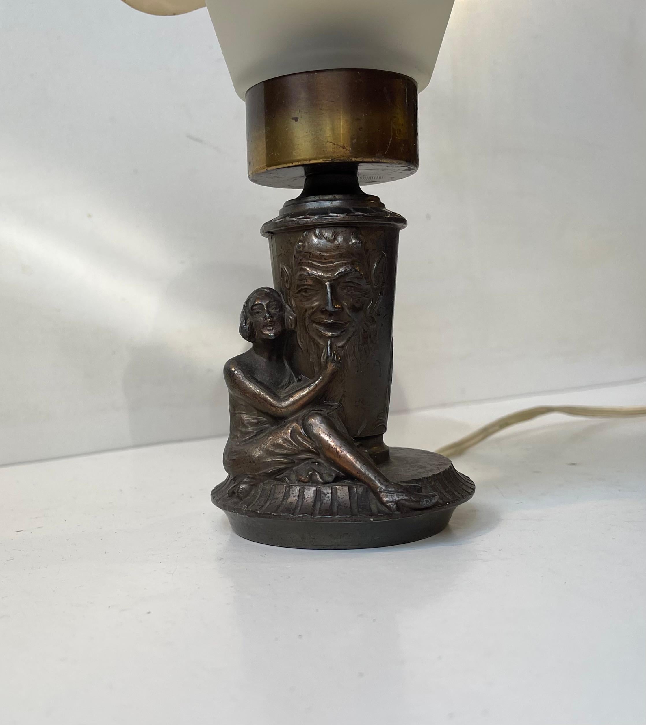 Art Deco Occult 1930s Table Lamp with Female Satanic Worship