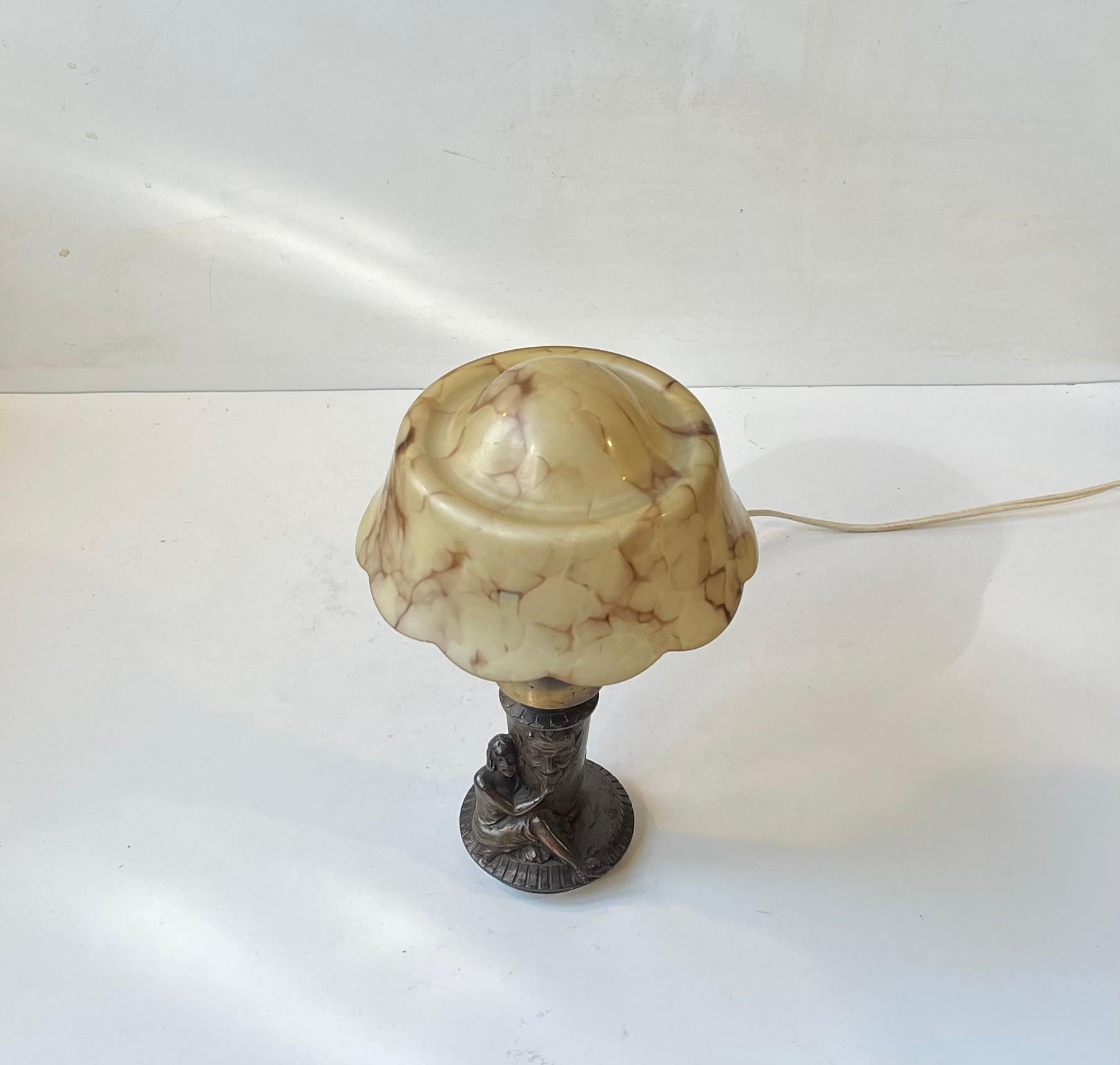 Occult 1930s Table Lamp with Female Satanic Worship In Good Condition In Esbjerg, DK