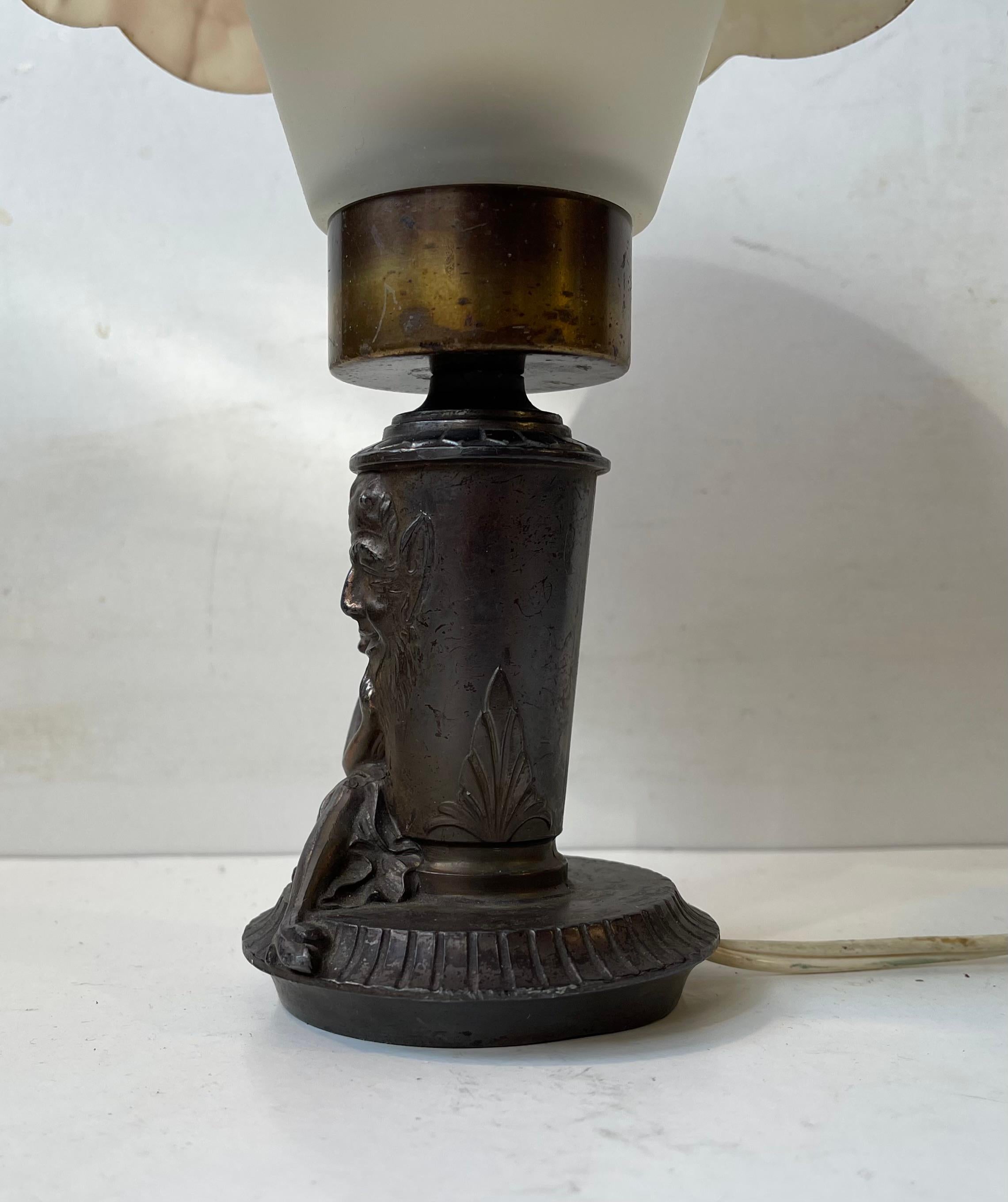 Mid-20th Century Occult 1930s Table Lamp with Female Satanic Worship