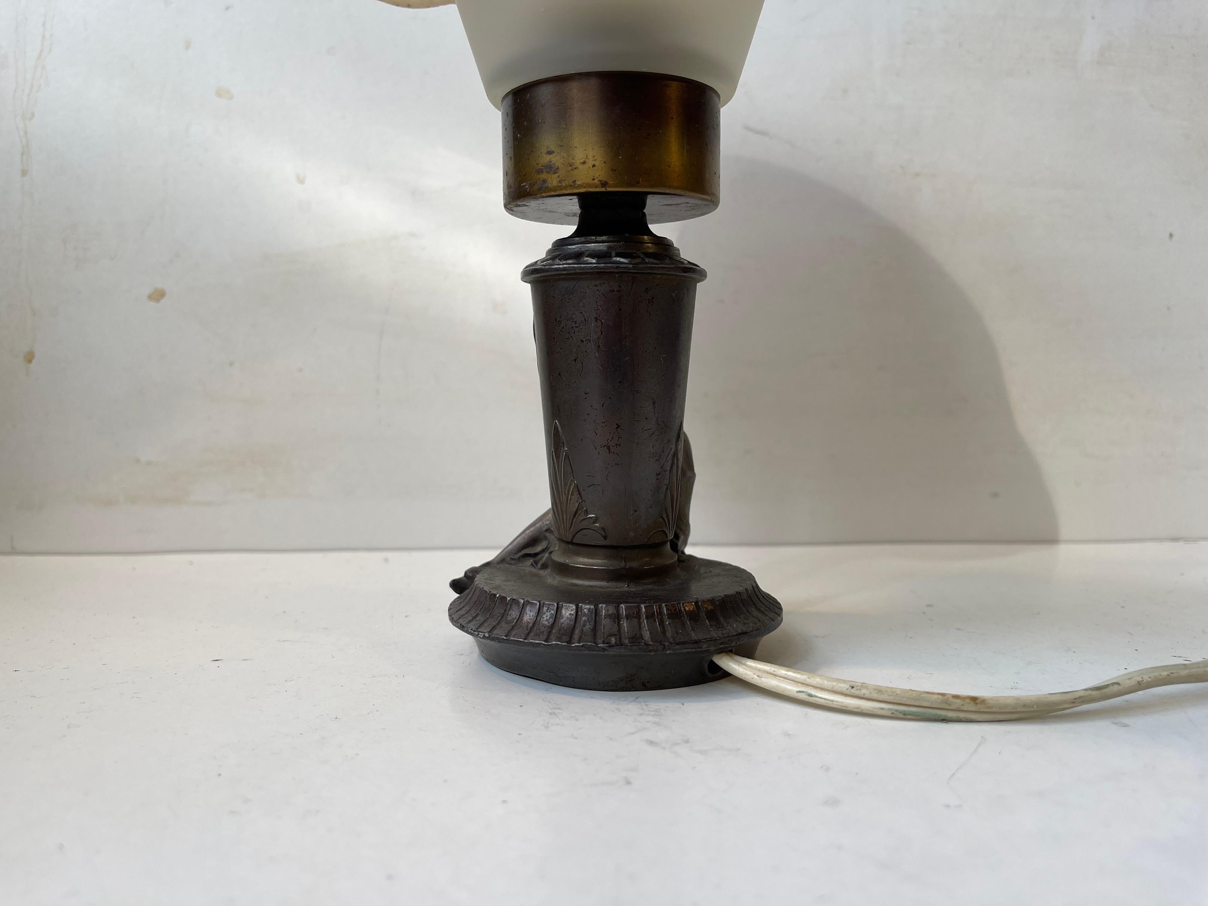 Metal Occult 1930s Table Lamp with Female Satanic Worship