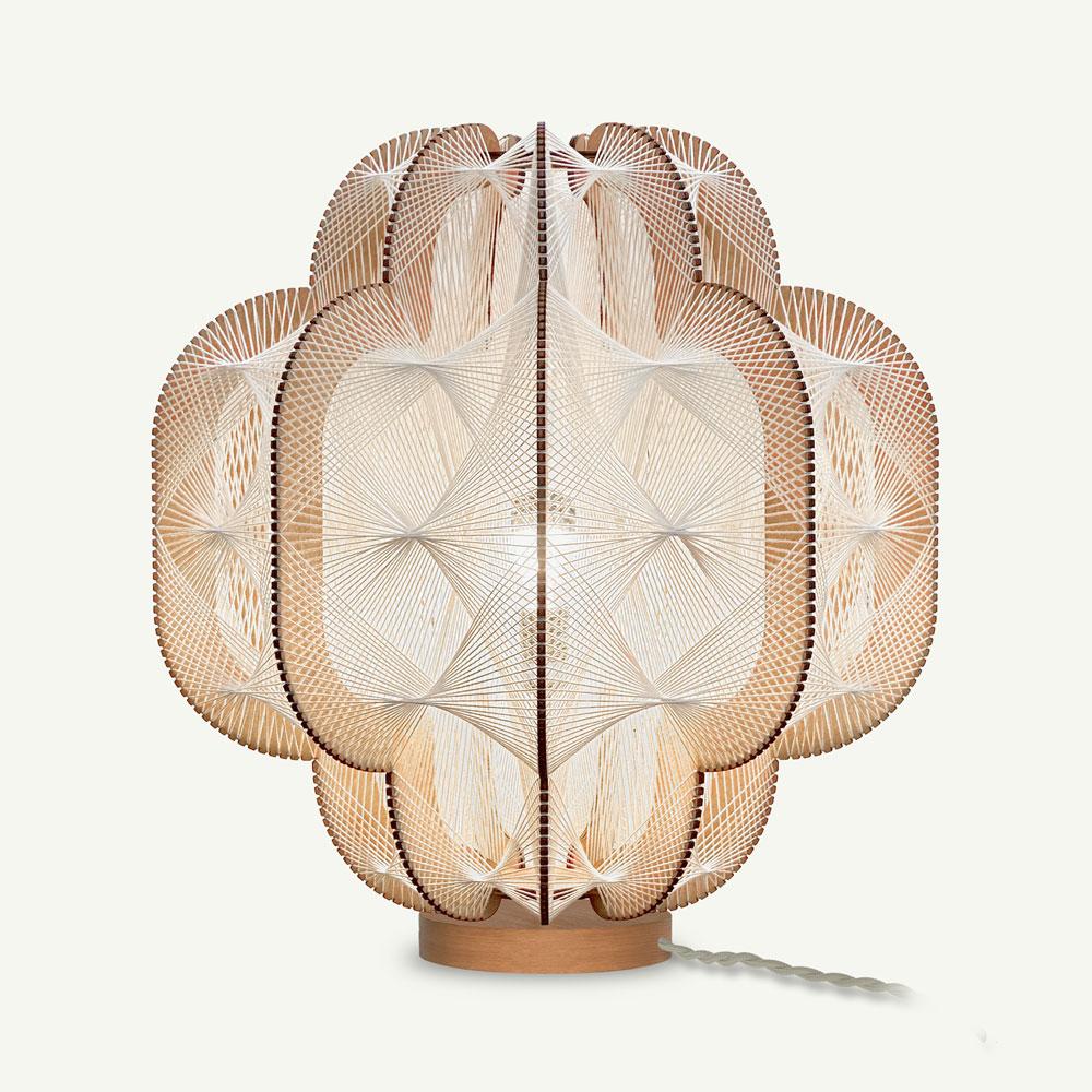 Occygone Table Lamp by LAFABLIGHT
Dimensions: D 50 x H 53 cm
Materials: Wooden structure woven with ecru cotton, Textile cable with metal, wood rosette.

LAFABLIGHT was born from a meeting between two design enthusiasts with common values, sharing