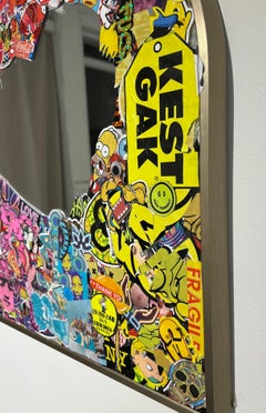 OCD Sticker Bomb Mirror Pop Art Cultura Collage Street Art opera di Banksy