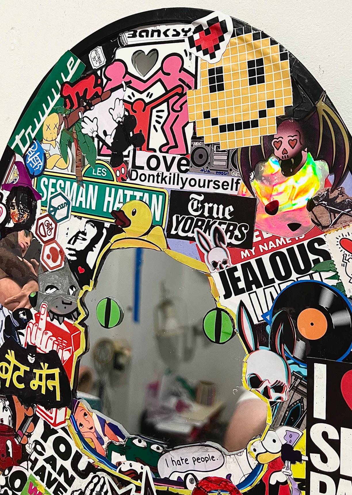 Pop Art Street Art zeitgenössische Aufkleber Innenspiegel im Angebot 1